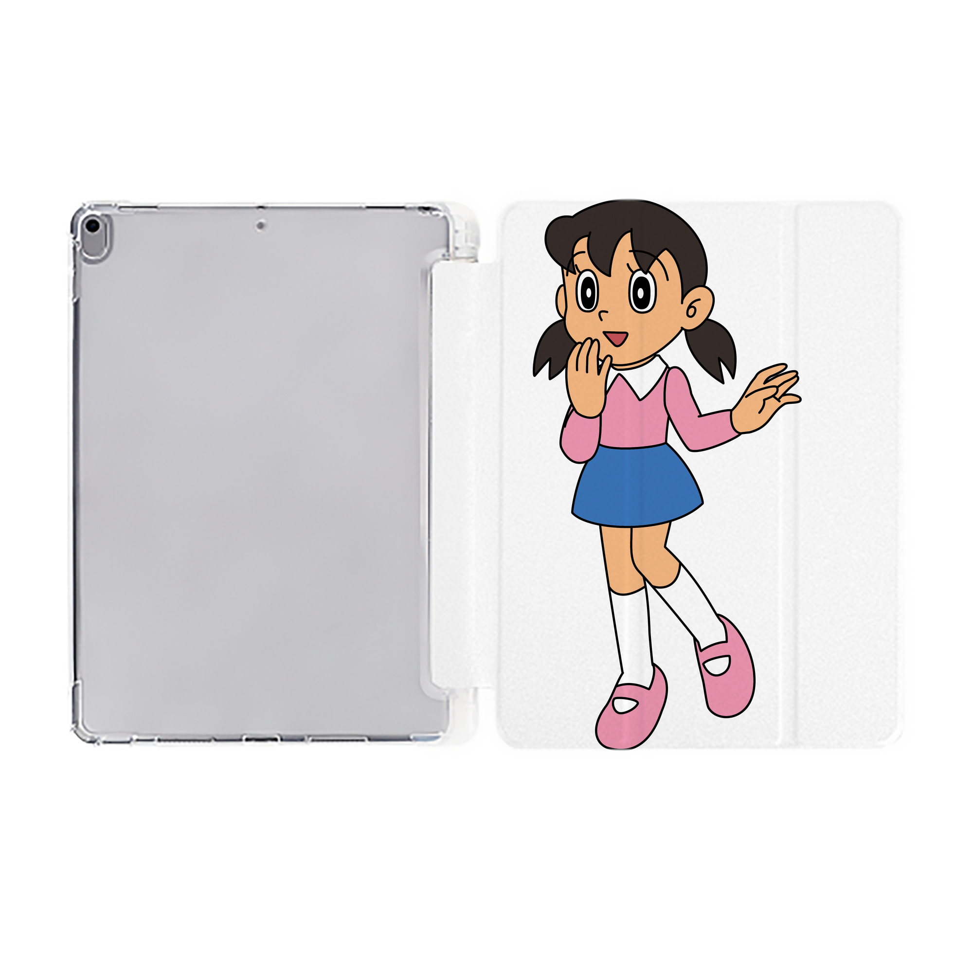 （画像用） ドラえもん みなもと しずか Doraemon Shizuka Minamoto IPad ケース ペン収納付き 三つ折りスタンド PUレザー×シリコン 対応機種9.5/10.5/10.9インチ